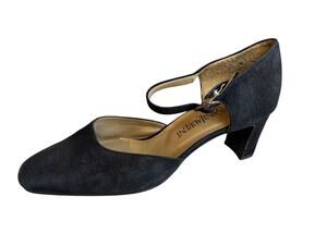 Vintage Yves Saint Laurent Art Nouveau Ankle Strap Heels Black 37
